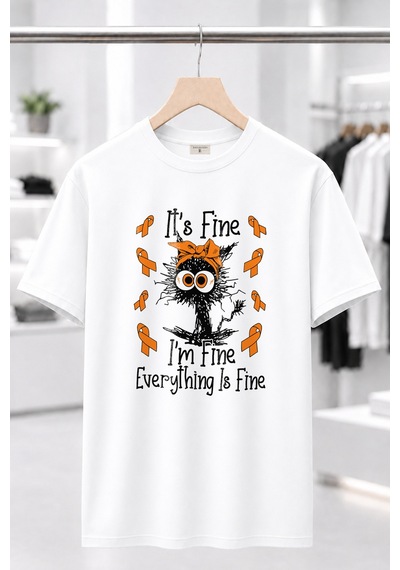 Bayloranzzo Everything İs Fine %100 Pamuk Heavy Cotton Premium Kalite Kadın Tişört Beyaz