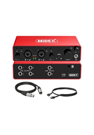 Midex CXN - 30 Paket - 4 Stüdyo Ses Kartlı Condenser Mikrofon Stand Seti