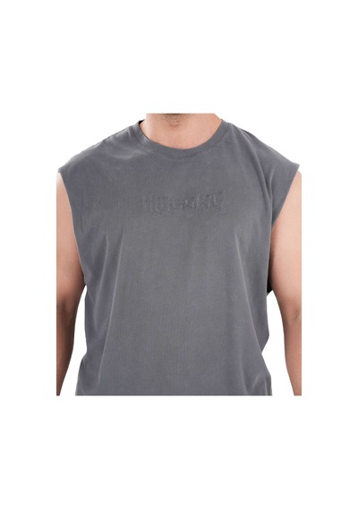 Kingsize Nutrition Kingsize Darksteel Antik Yıkamalı Kolsuz T-shirt Füme Füme