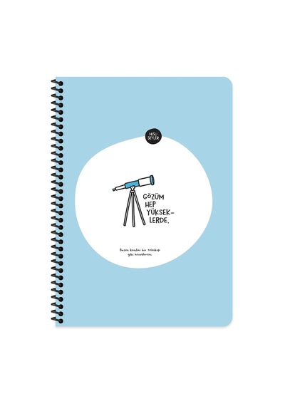 Hisli Şeyler A4 Kareli Spiralli Stickerli Defter Gözüm Yükseklerde Çok Renkli
