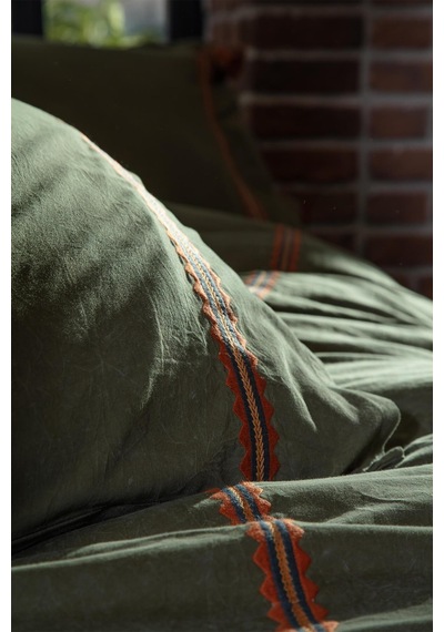 Ecocotton Hazar Yeşil Çift Kişilik %100 Organik Pamuk Saten Parça Boya Nevresim Takımı