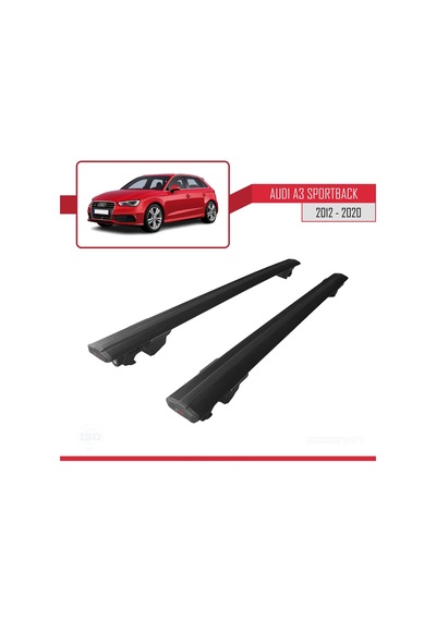 Audi A3 Sportback 2012-2020 Arası İle Uyumlu Hook Model Anahtar Kilitli Ara Atkı Tavan Barı Siyah