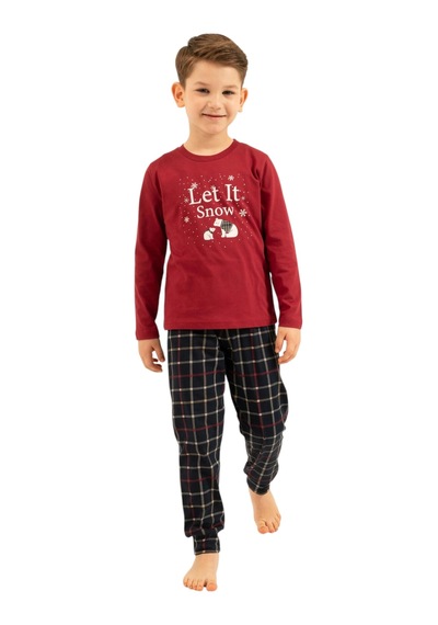 Arnetta Ar3820c Baba Oğul Uzun Kollu İkili Pijama Takım Oğul Bordo