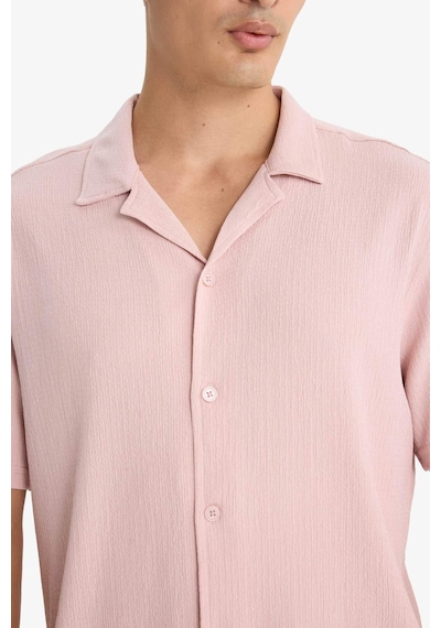 Defacto Modern Fit Polo Yaka Penye Kısa Kollu Gömlek C4125ax25smbr134 Pembe