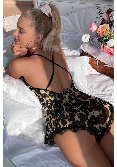 Merry See Leopar Tulum Gecelik Pijama 001