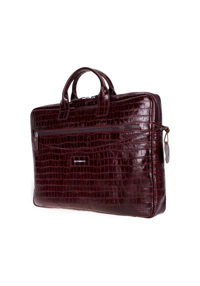 Burgonya Croco Hakiki Deri 15-16 İnç Macbook/laptop Çantası Bordo