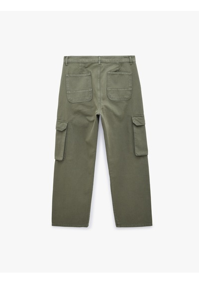 Koton Pamuklu Cepli Straight Fit Kargo Jean Pantolon Haki 6sam40324nd