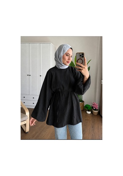 Unika Boutique Balon Kol Astarlı Tunik Siyah
