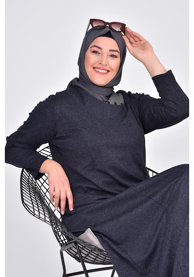 Ferace Kadin Buyuk Beden Ay Yaka Anne Elbise Uzun Tesettur 001