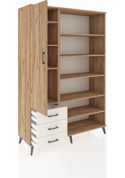 Hyperion Dolap 9 Raflı 3 Çekmeceli 3 Kapaklı 132x44x195 Çam-ç... Çam