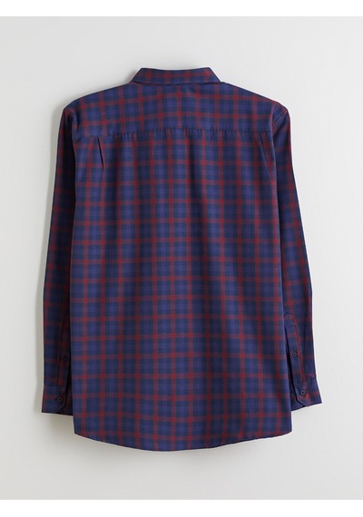 Lcwaıkıkı Classic Bordo Büyük Beden Regular Fit Uzun Kollu Ekose Erkek Gömlek