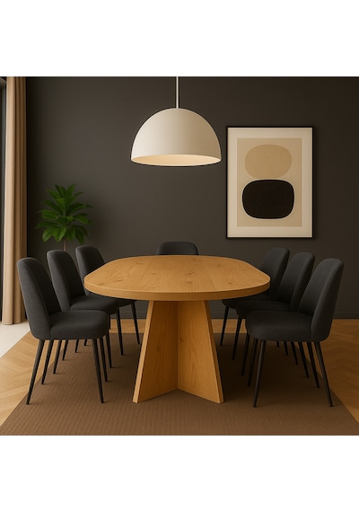 Kanatlı 180x90x75 Kalın Kenar 36mm Yemek Masası Mutfak Masası Çok Amaçlı Masa Sadece Masa Safir Meşe