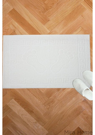 2'li Ayak İzli Banyo Ayak Havlusu%100 Pamuklu Renkli 50x70 Cm