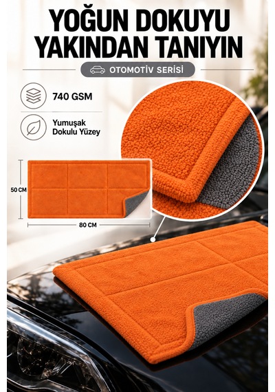 Lenaren 740 Gsm 50 80 Cm Oto Kurulama Havlusu Yüksek Emici Mikrofiber Bez
