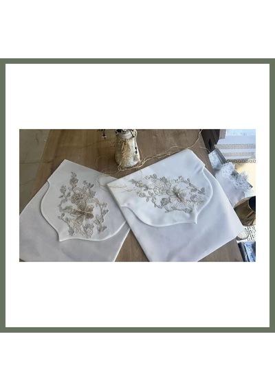 Bezos Fransız Güpürlü Zarf Bohça Nişan Söz Saten Bohça Lüks 3 Boyutlu Çeyizlik Bohça 50x50 Cm 1 Adet Bezos1