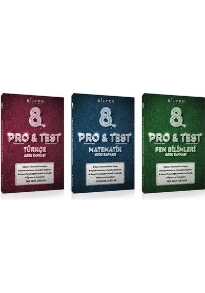 Bilfen Pro&test 8. Sınıf Türkçe - Matematik Ve Fen Bilimleri Soru Bankası 3 Kitap