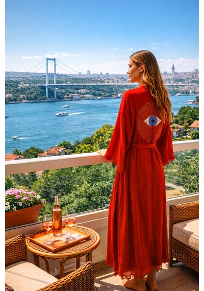 Brandsmiths Mistik Göz Kırmızı Kimono Çok Renkli