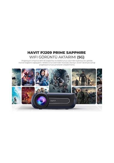 Havit PJ209 Prime Sapphire 350 ANSI WIFI 5G Görüntü Aktarımı Full HD 1080P Projeksiyon Cihazı