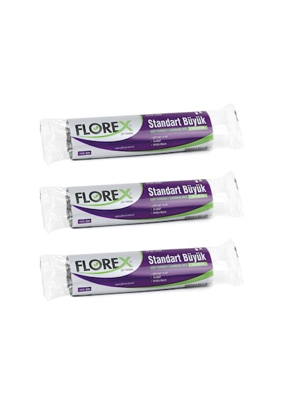 Standart Büyük Boy Çöp Torbası 65x80 Cm 10'lu Rulo Siyah 3 Rulo 30 Adet , Florex-3-3lu