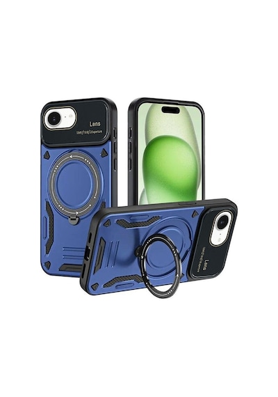 Apple iPhone Uyumlu 16e Kılıf Joy Lens Standlı Kapak - Lacivert Bz8683140846107