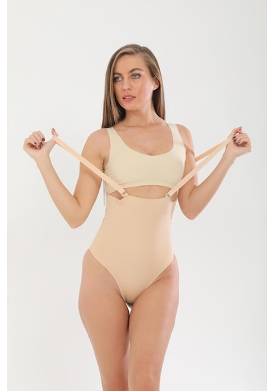Fit Women Lazer Kesim Askılı Slip Korse Ten