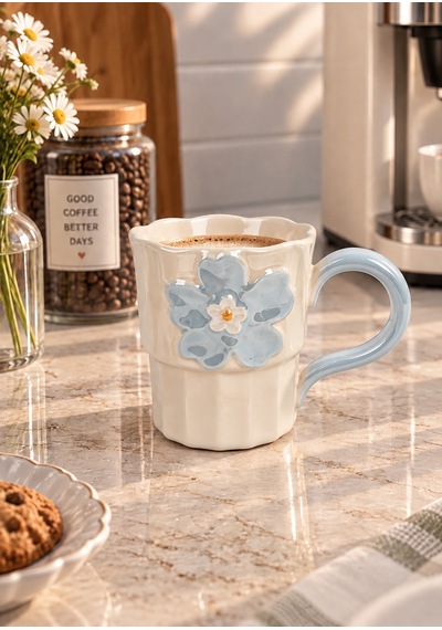 Petal Lüsterli İnci Porselen Kupa 360 Ml-7753 Çok Renkli