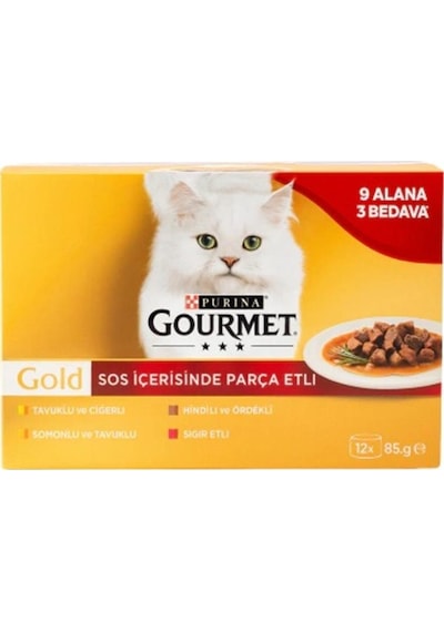 Gourmet Gold Soslu Parçayetişkin Kedi Konservesi 12 Adet X 85 Gr