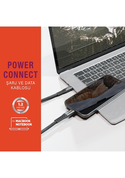 Polosmart Psm117 65w Type-c To Type-c Hızlı Şarj Ve Data Kablosu Notebook Ve Apple Uyumlu MacBook Gri