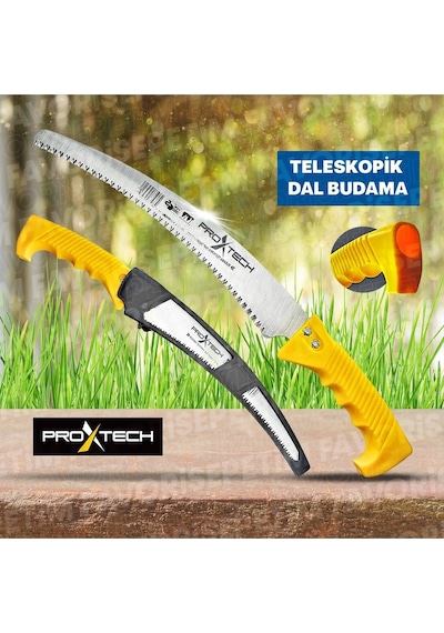 Proxtech Teleskopik Saptakmalı 330mmtestere,180mm Katlanır Budama Testeresi Dal Budama Makası 3lü