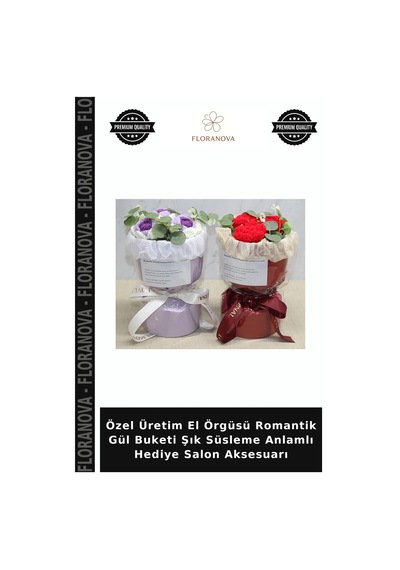 Özel Üretim El Örgüsü Romantik Gül Buketi Şık Süsleme Anlamlı Hediye Salon Aksesuarı Çok Renkli