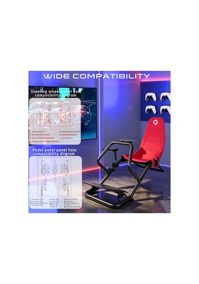 Gofpr-6021 Flex Pro Yarış Oyun Simülatörü Kokpiti - Kırmızı/siyah Kırmızı - Siyah