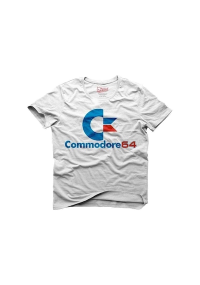 Tshirthane Commodore 64 Logo Beyaz Tişört Erkek Tshirt