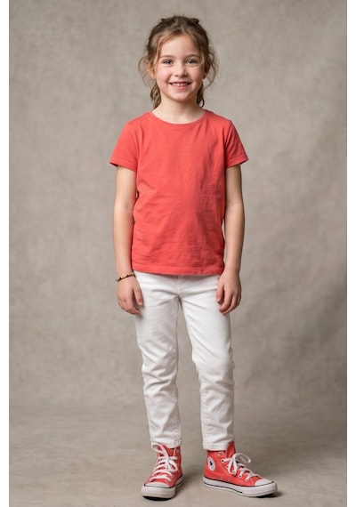 Kiagu Nar Kısa Kol Basic T-shirt- Terletmeyen Esnek Kumaş Pamuklu Mevsimlik Nar Çiçeği Kısakol Kız Çocuk Tsort Nar Çiçeği