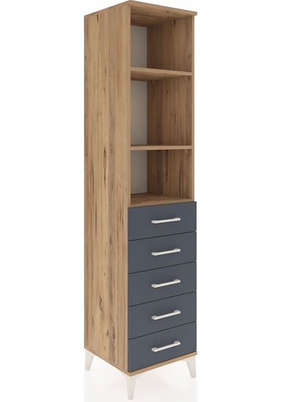 Hyperion Dolap 3 Raflı 5 Çekmeceli 44x44x195 Çam-antrasit Çam