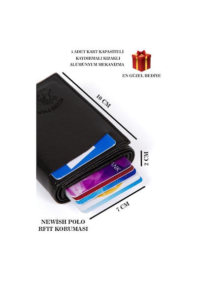 Newish Polo Erkek Mekanizmalı Kartlık Cüzdan Ve Portföy Clutch Günlük El Çantası New174 Siyah - Siyah