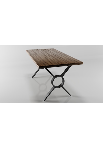 Ortası Yuvarlak X Model Metal Ayak Seti Siyah Metal Masa Ayağı