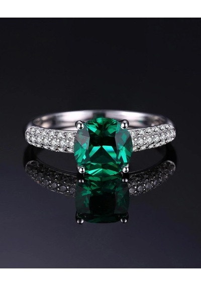 Brezza Lusso Jewelry Zümrüt Taşlı Diamond Yarımtur Tektaş Kadın Gümüş Yüzük 13