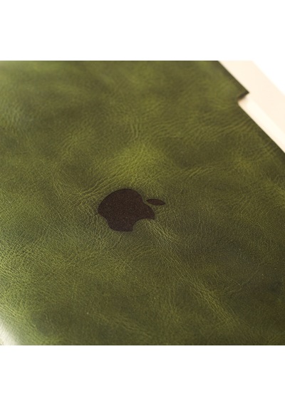 Kişiye Isme Özel Adonis Apple Uyumlu MacBook Air Hakiki Deri Kılıf Yeşil
