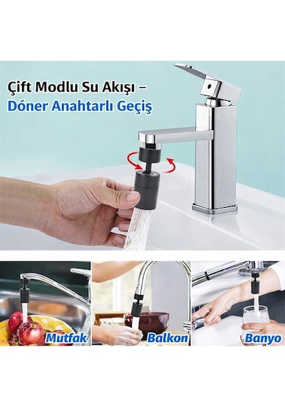 Sunup Sn-29318 Çift Hız Ayarlı Siyah Musluk Başlığı