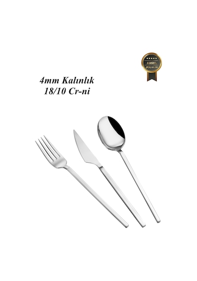 Arsel Venüs 36 Parça Kutulu Çatal Kaşık Bıçak Takımı 18/10 Kalite 4mm Premium Ağır Paslanmaz Çelik Gümüş
