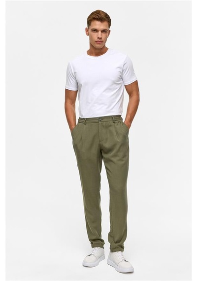 Süvari Koyu Haki Slim Armürlü Jogger Pantolon Koyu Haki