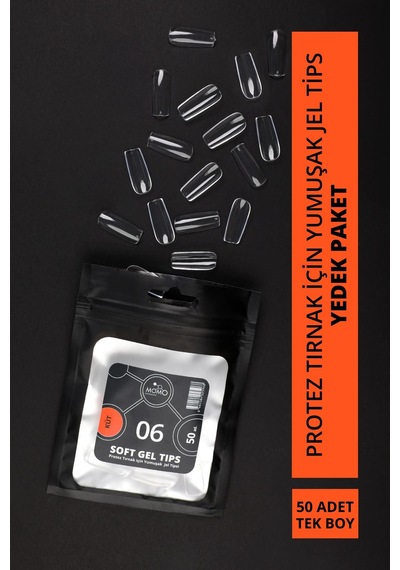 Momo Professional Soft Gel Tips Küt No:06 Tek Boy 50 Li Yedek Paket