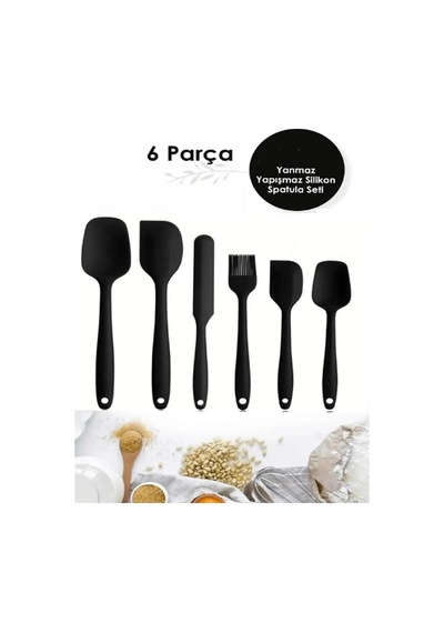 ReisHome 6'lı Silikon Yanmaz Spatula Seti Yapışmaz Spatula, Fırça Ve Pasta Sıvama Bıçağı Seti