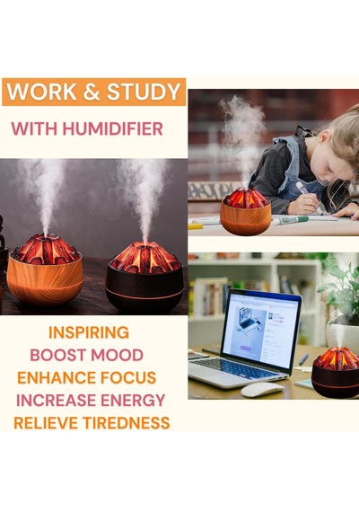 2 Adet Şömine Tasarımlı Usb Lı Led Aydınlatmalı Hava Nemlendirici,aromaterapik Hava Difüzörü,buhurdanlık,,sis Spreyli Gece Lambası, 300 Ml 10x10x10,3cm Kahverengi