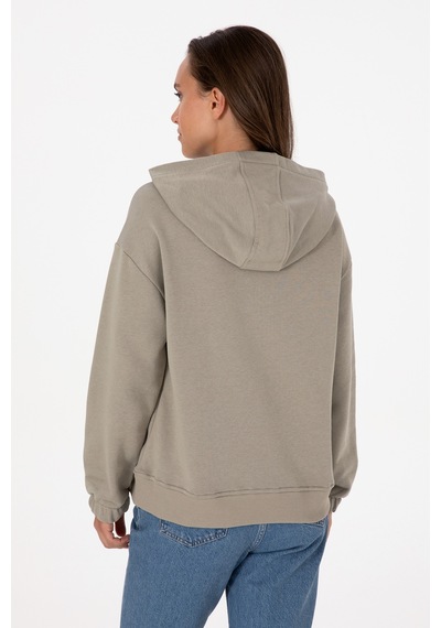 U.S. Polo Assn. Kadın Açık Haki Kapüşonlu Sweatshirt 50307796-VR183