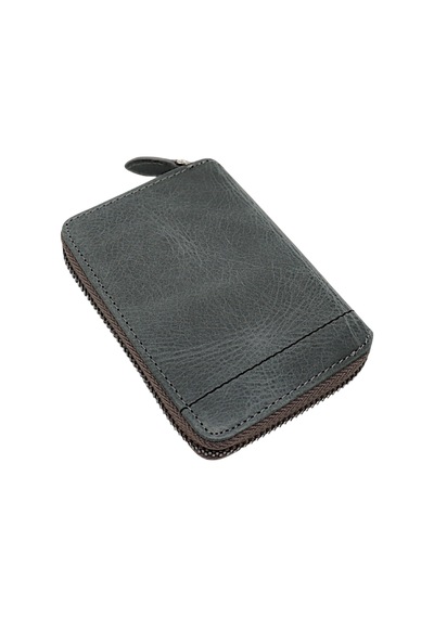Westpolo Hakiki Eskitme Deri Kağıt Para Ve Bol Kart Bölmeli Fermuarlı Unisex Cüzdan - Gri Gri