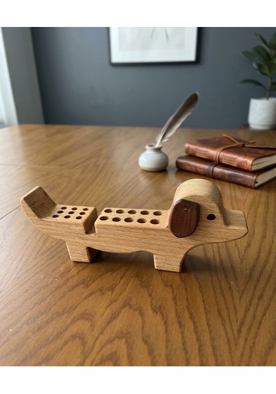 Ahşap Köpek Kalemlik Organizer
