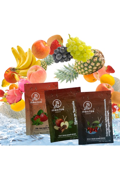 Mucize 3lü Set Aromali Kürdan 3 Adet Refill Doypak - Çilek -nane/elma-tarçın/kiraz-mentol
