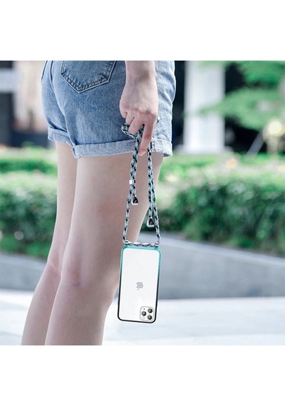 Baseus Element Crossbody Protective Apple iPhone Uyumlu 11 Pro Max 6.5 Askılı Koruyucu Silikon Kılıf- 5775 Mavi