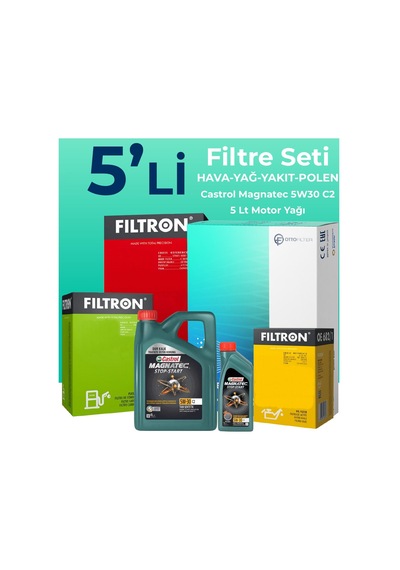 Citroen C5 2.0 Dizel Filtre Bakım Seti Cast Rol Motor Yağlı 2004-2008 5 Li 8200BKMFLSHNGFL22752